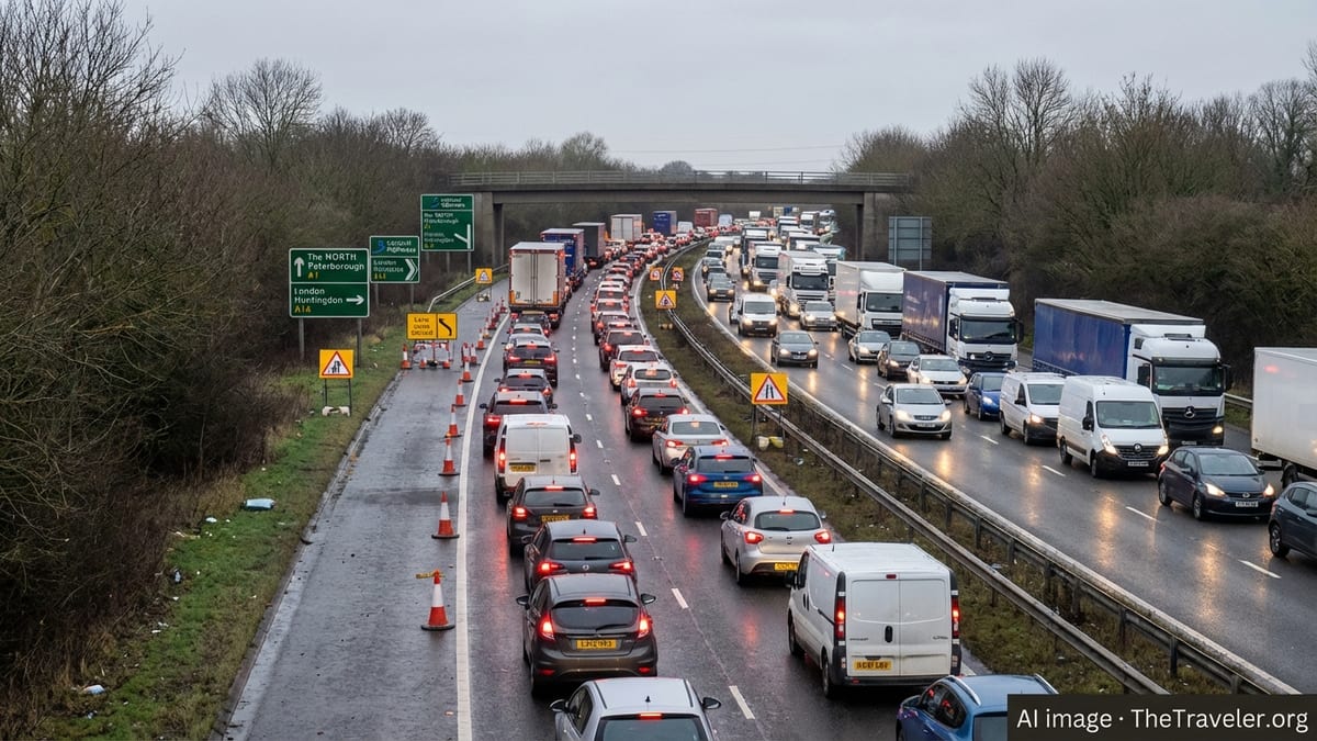 Severe A1 Delays Near Alconbury Snarl UK Commuter Routes