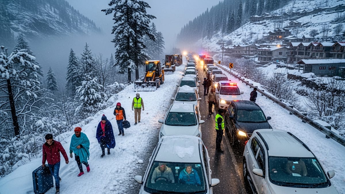 Snowstorm Chaos in Manali: Tourists Stranded as Himachal Issues Urgent Travel Alert