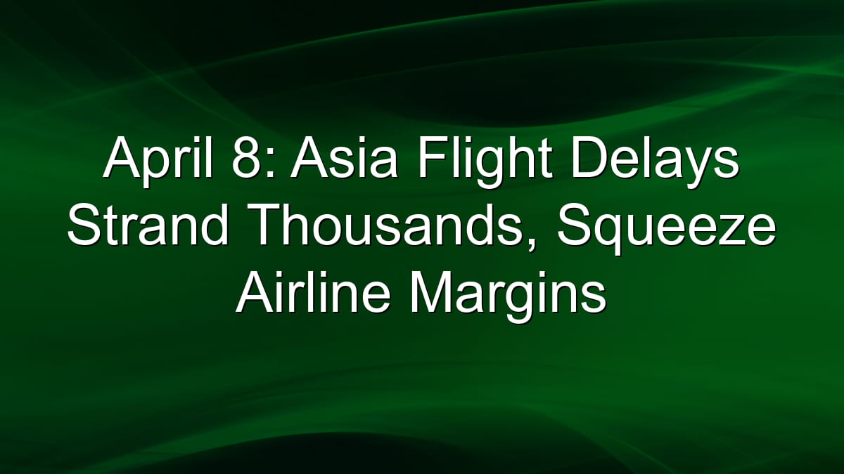 Asia Flight Delays on April 8 Deepen Margin Squeeze for Airlines