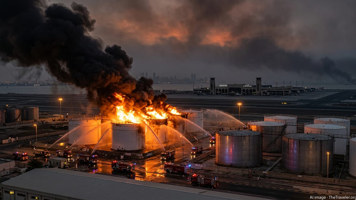 Iranian Drone Strike Ignites Fuel Tanks Near Bahrain Airport