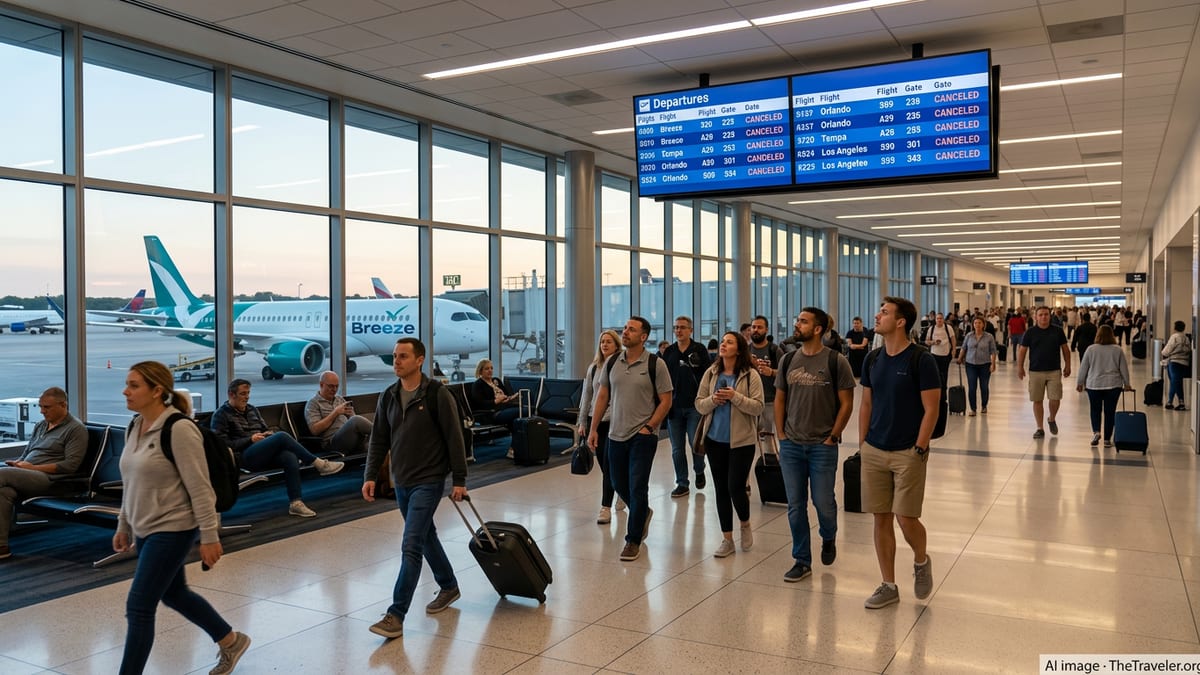 Breeze Airways Retreats From Nine Cities, Cuts Orlando, Tampa, LA Routes