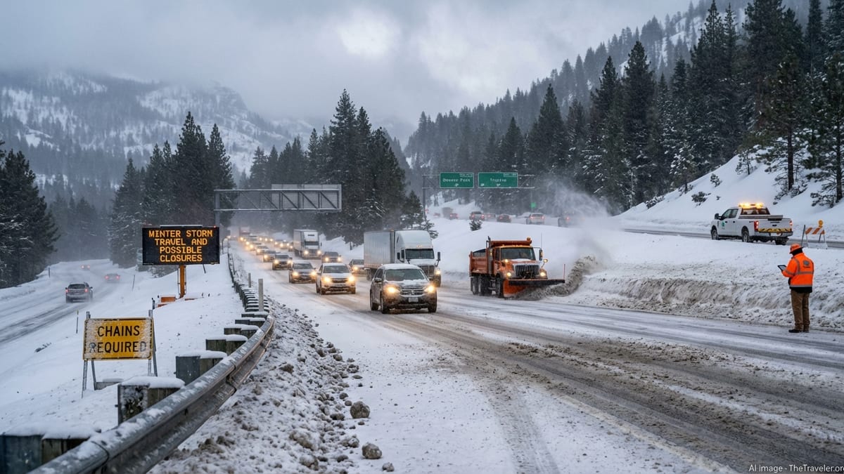 Pacific Storm Train Brings Blizzard Conditions, Travel Chaos to California and Northern States