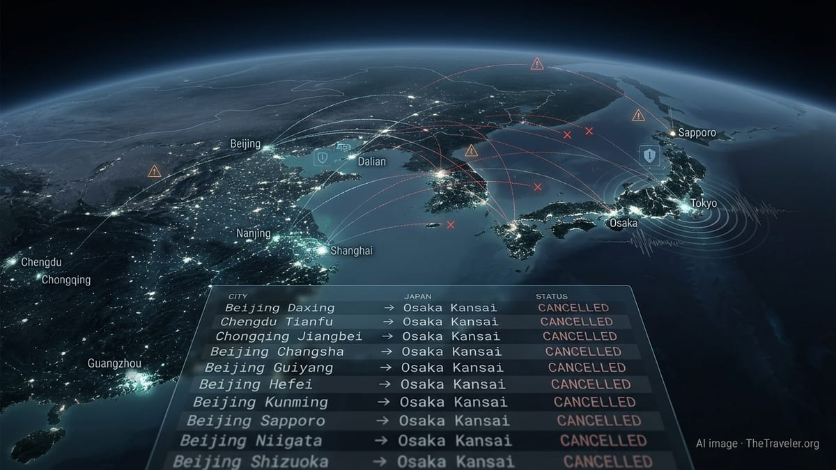 China Cancels All Flights on 49 Japan Routes for February 2026