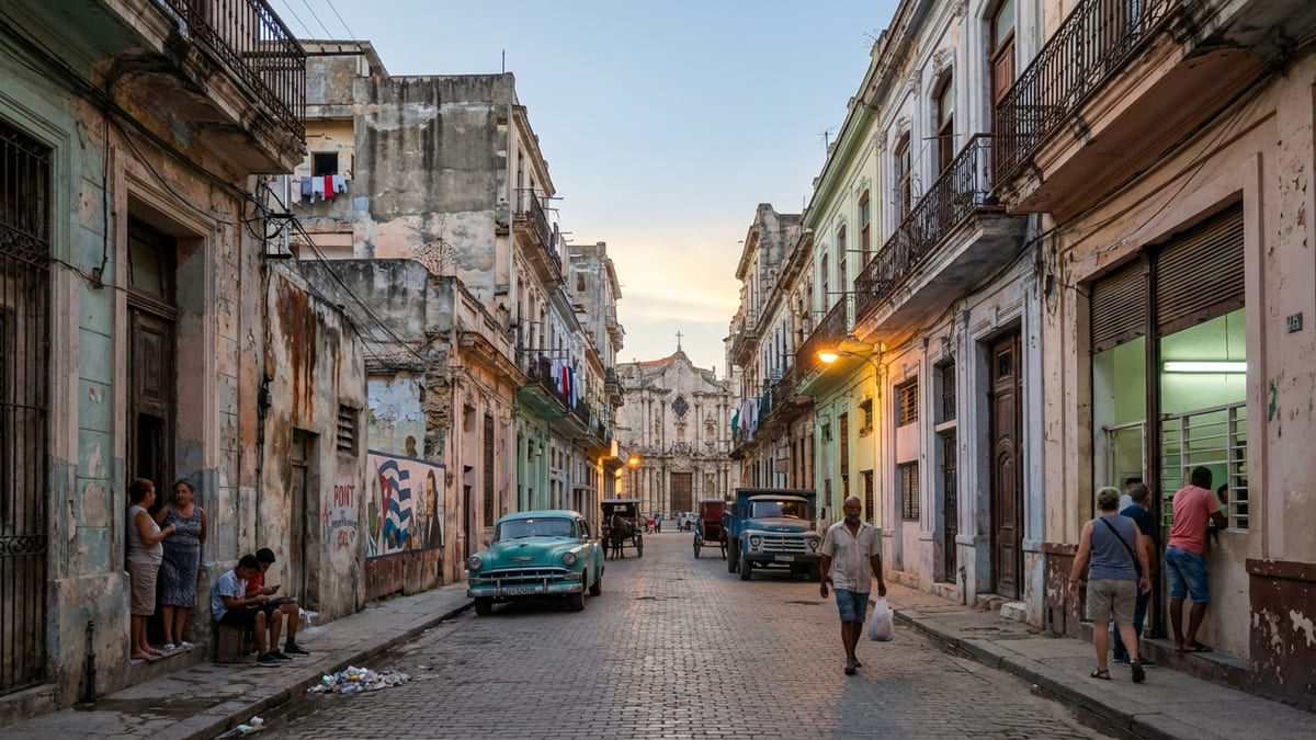 Candid street scene in Old Havana, Cuba, showcasing everyday life
