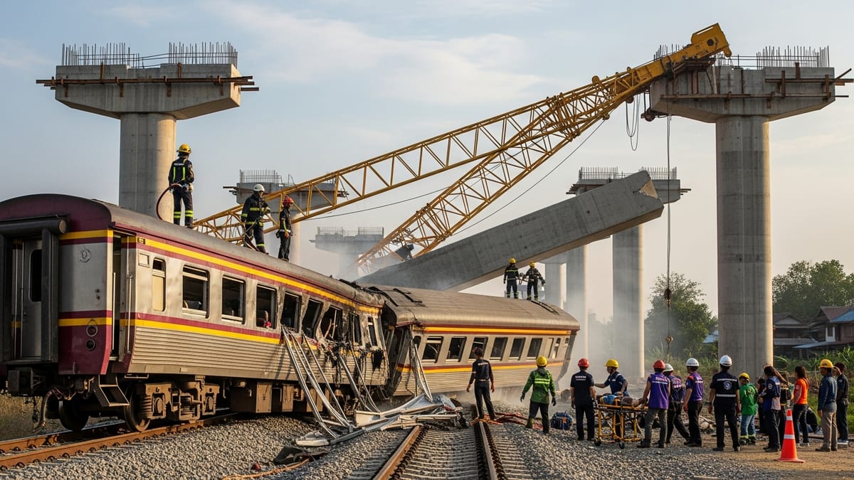 Deadly Gantry Collapse Hits Thai Train, Shaking Confidence in High-Speed Rail Project