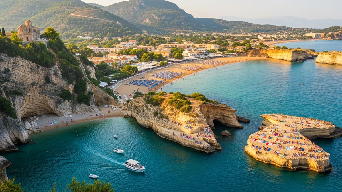 Panoramic view of Corfu's contrasting coastlines