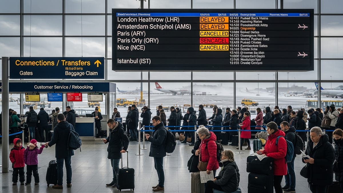 Nearly 1,000 Flights Delayed as Winter Chaos Hits Key European Hubs