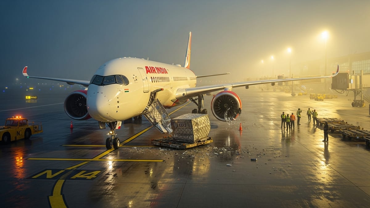 Air India A350 Grounded After Baggage Container Sucked Into Engine in Foggy Delhi