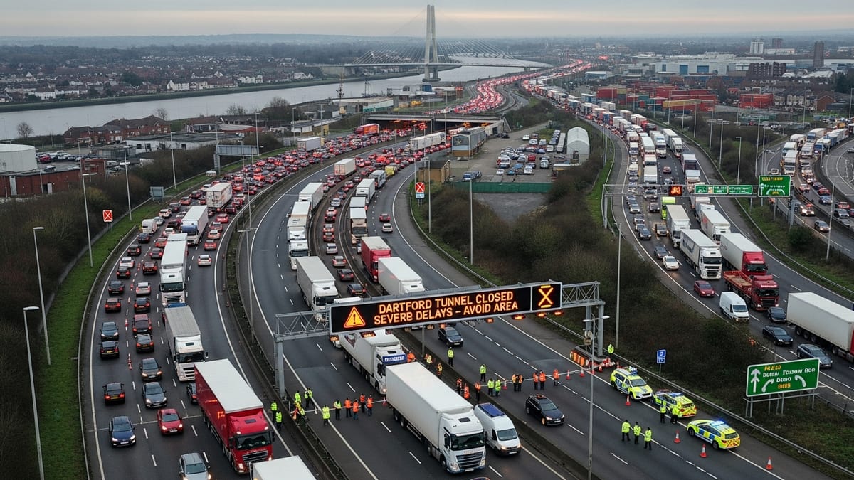 Lorry Strike Shuts Dartford Tunnel All Day, Bringing M25 Traffic Chaos