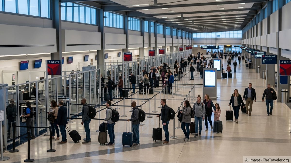 Light spring break crowds move quickly through TSA at Detroit Metro Airport.