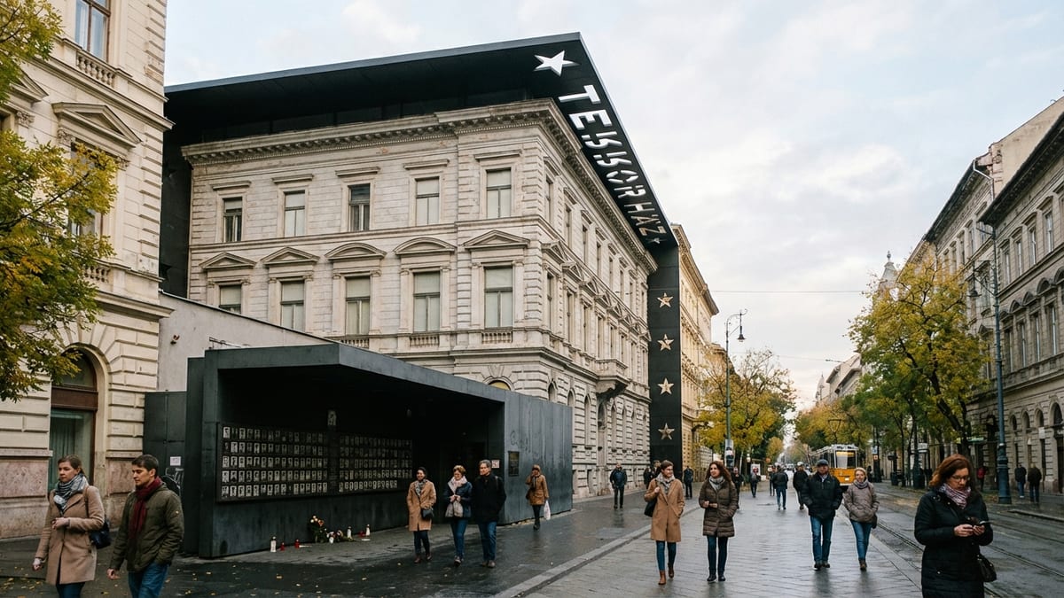 Early autumn view of the House of Terror Museum, Budapest.