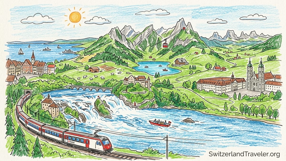 Panoramic view over Seealpsee and the Alpstein peaks in Eastern Switzerland on a summer afternoon.