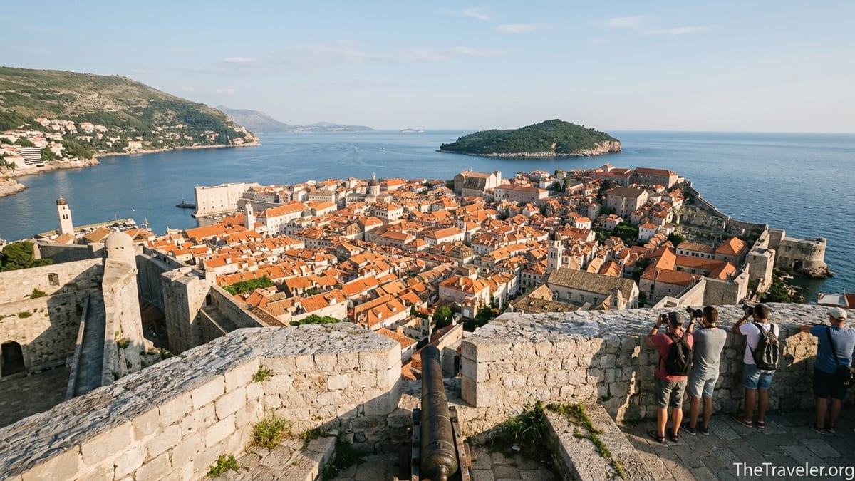 View of Dubrovnik Old Town and the Adriatic from the ramparts of Fort Lovrijenac.