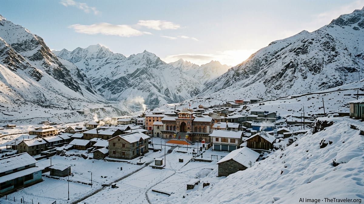 Fresh Snowfall Blankets Badrinath and High Himalayan Peaks