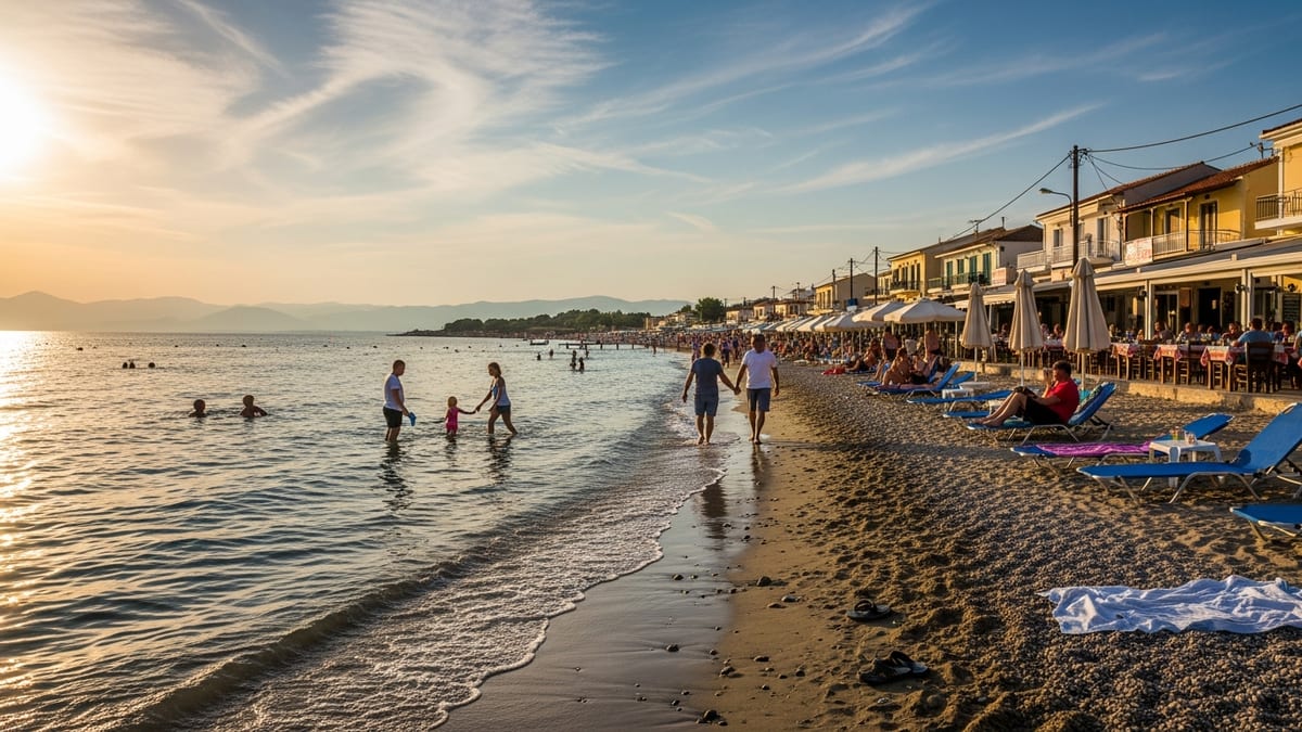 Golden sunset over Acharavi Beach, Corfu
