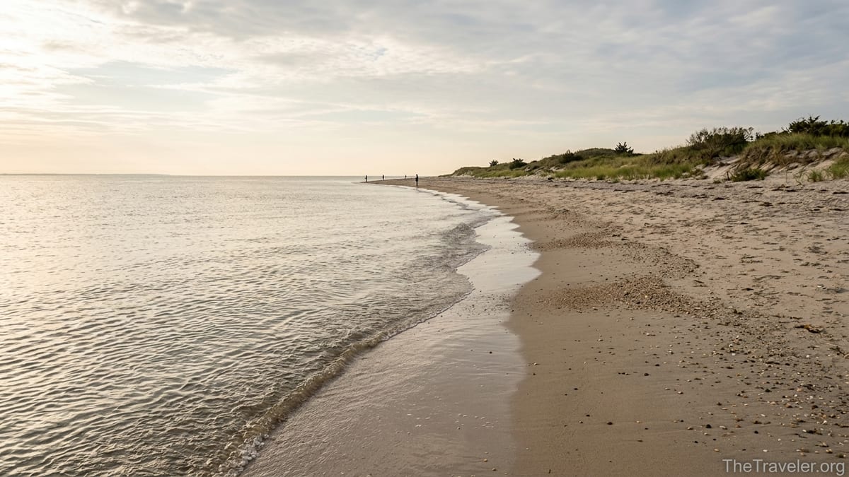 Quiet sunrise over the wild shoreline of Higbee Beach on the Delaware Bay near Cape May, New Jersey.