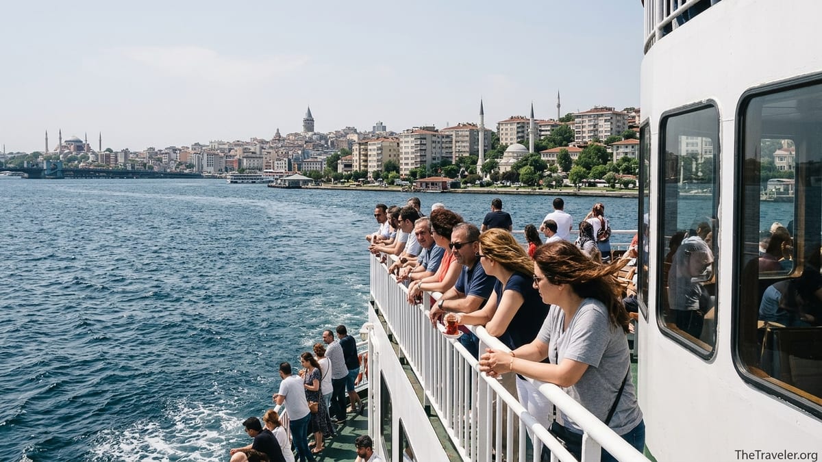 View from a Bosphorus ferry showing both European and Asian sides of Istanbul
