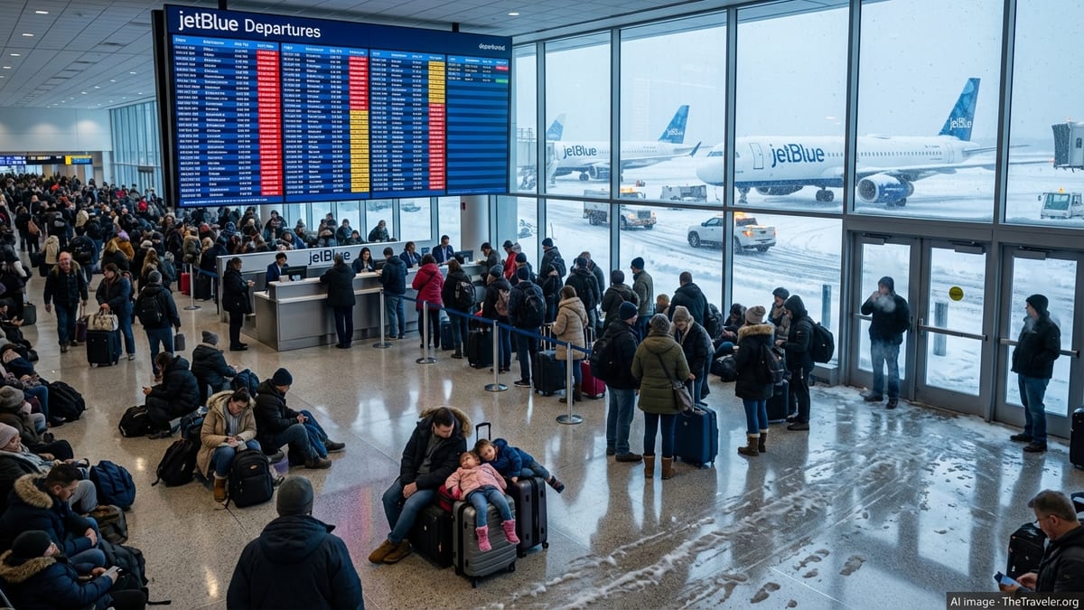 JetBlue Chaos: 447 Flights Canceled as Nor’easter Slams Hubs