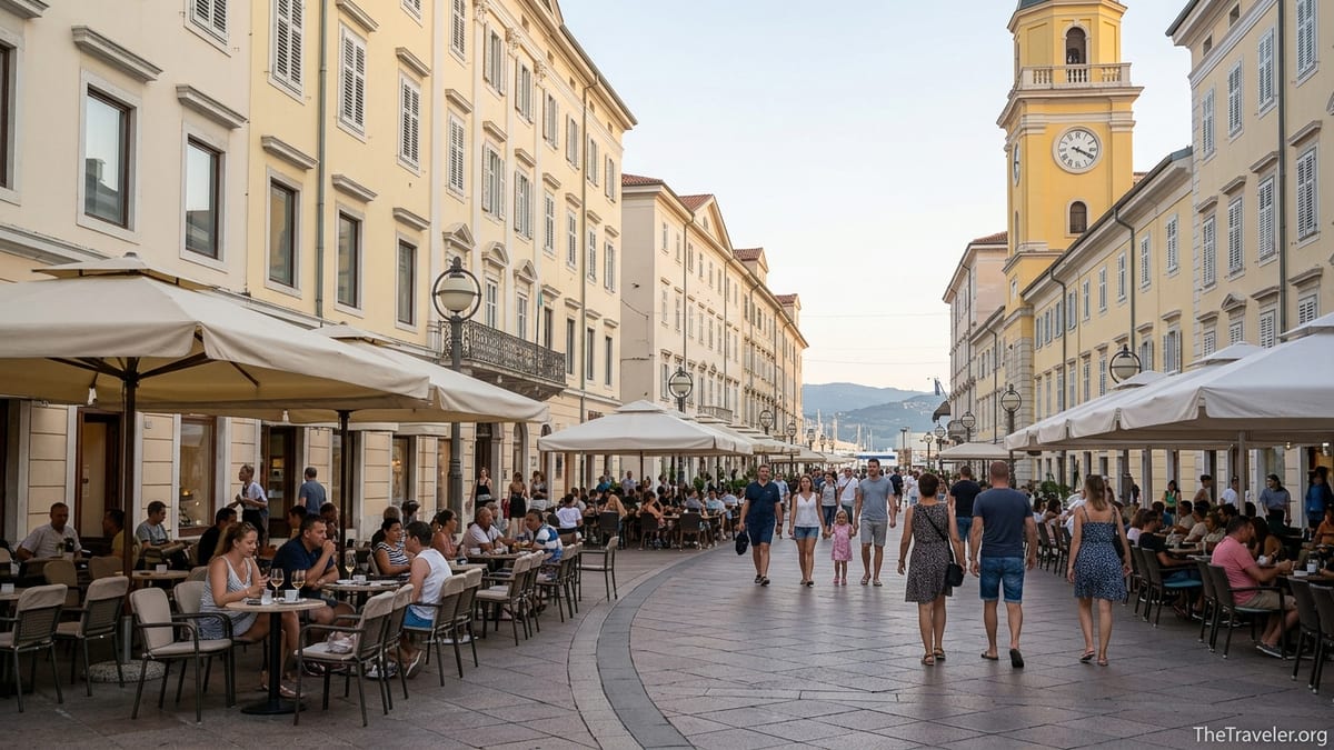 Korzo Rijeka Guide: City Tower, Cafés and Evening Walks