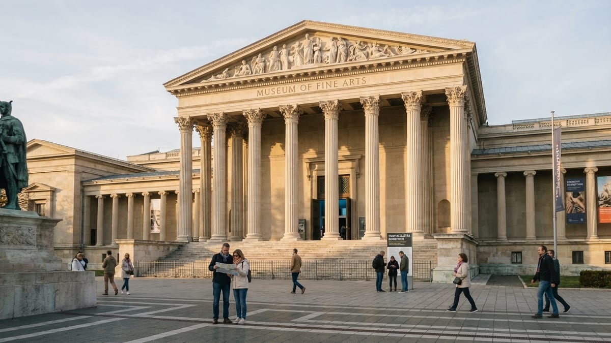 Late afternoon at the Museum of Fine Arts, Budapest's Heroes' Square.