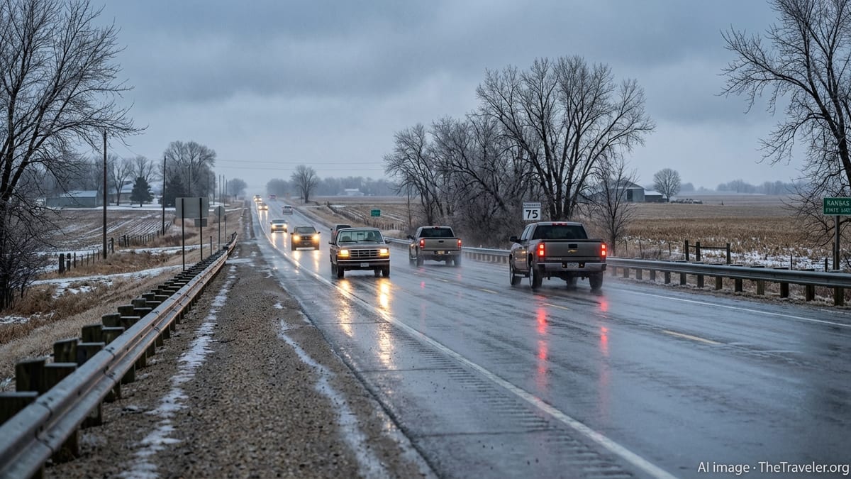 Light Ice Threatens Slick Roads Across Central Plains