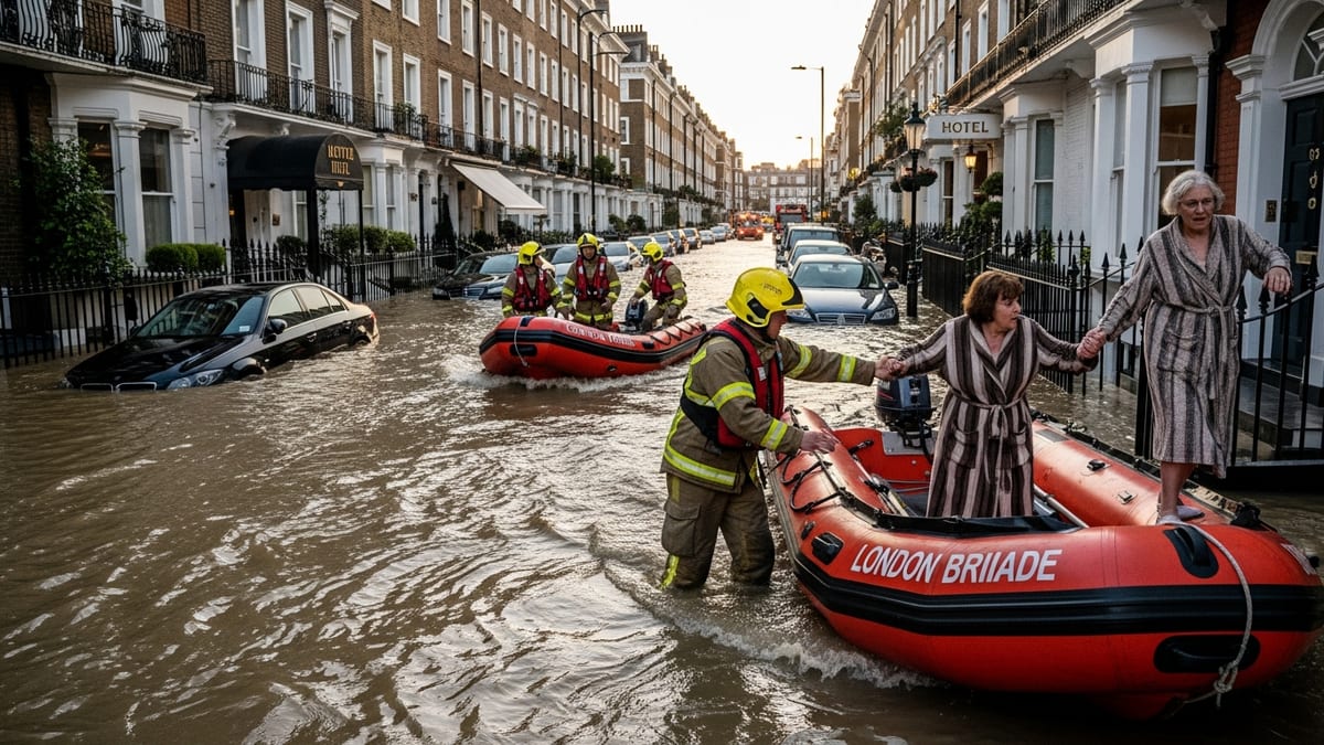 Burst Water Main Floods Holland Park, Paralyzing West London Travel