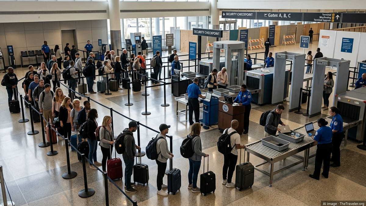 Crowded TSA security lines at Memphis International Airport during spring break.