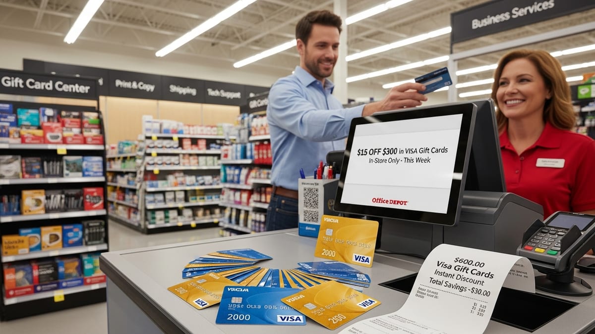 Office Depot, OfficeMax Offer $15 Off $300 Visa Gift Cards This Week