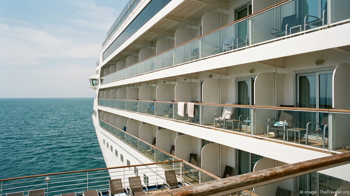 Exterior view of MSC cruise ship balconies overlooking a calm turquoise sea
