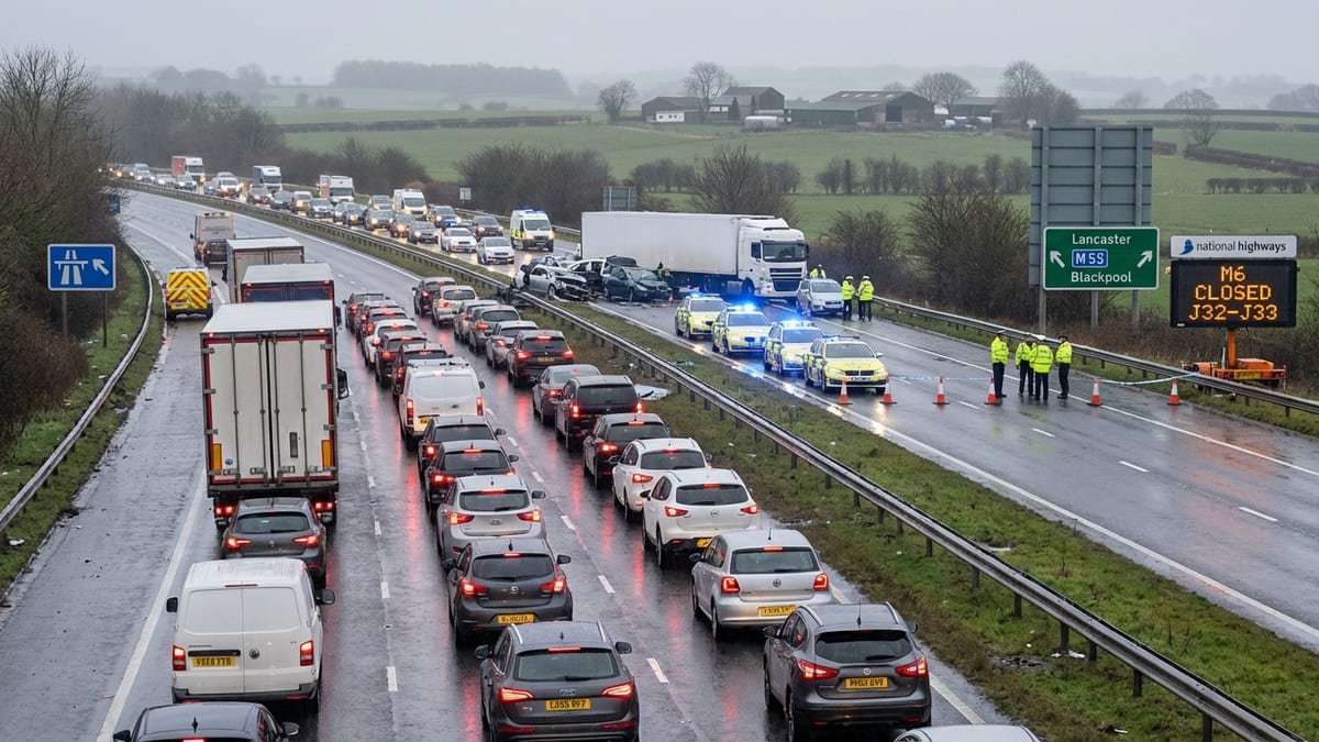 Serious Overnight Crash Shuts M6 in Lancashire, Causing Day-Long Travel Chaos