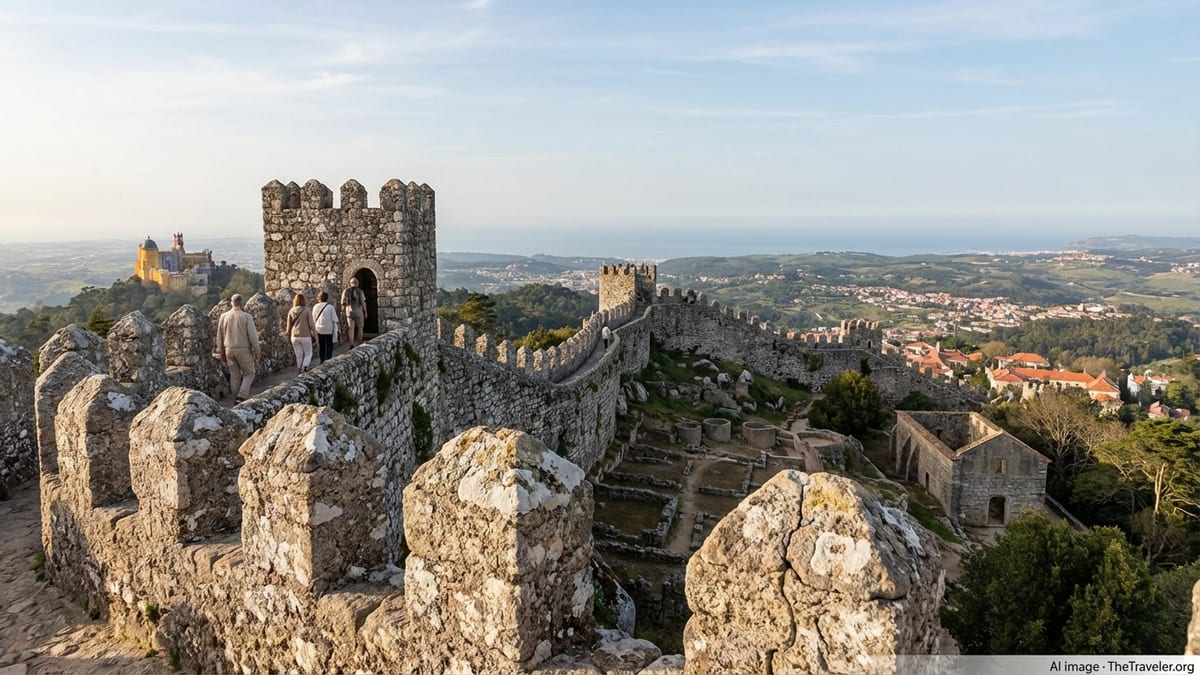 Overlooking Sintra from the jagged walls of the ancient Moorish Castle.