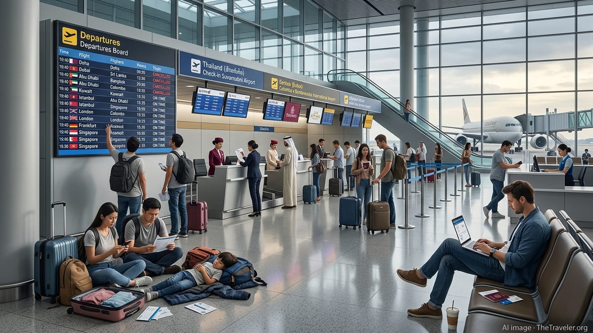 Mass Flight Cancellations Leave Travelers Stranded in Bangkok and Colombo