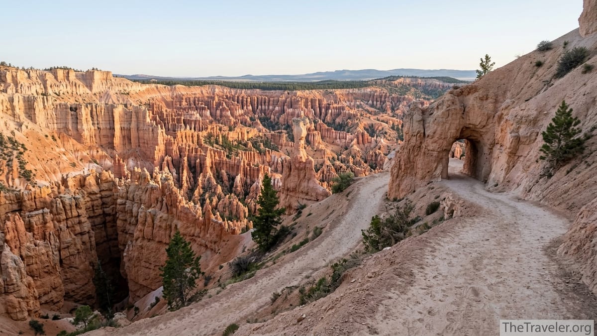Sunrise view of hoodoos along the Queen’s Garden Trail in Bryce Canyon.
