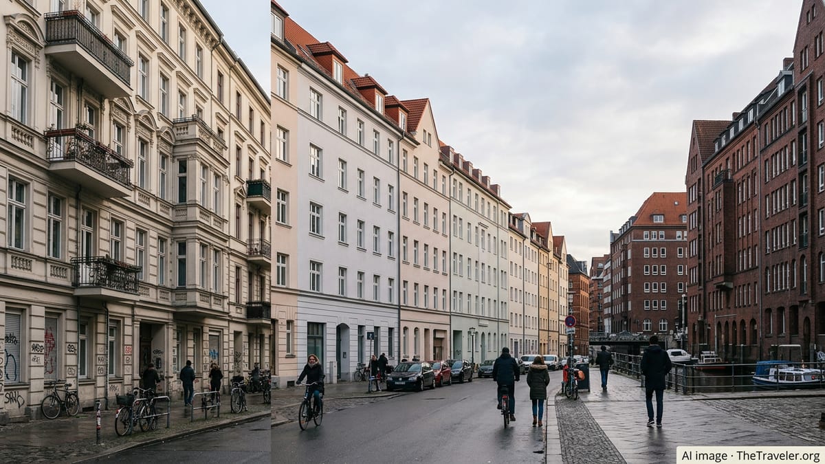 Residential streets in Berlin, Munich and Hamburg highlighting different apartment buildings and rental environments.