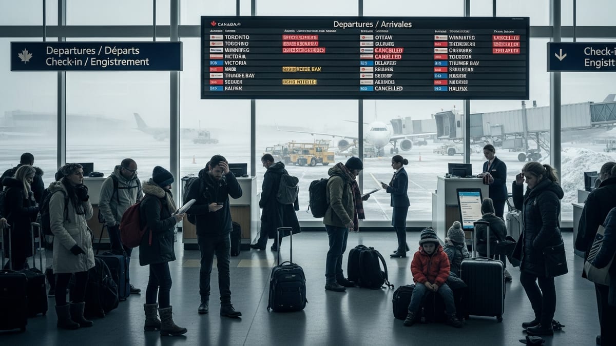 Winter Storm Chaos Disrupts 200+ Flights Across Canadian Airports, Stranding Thousands
