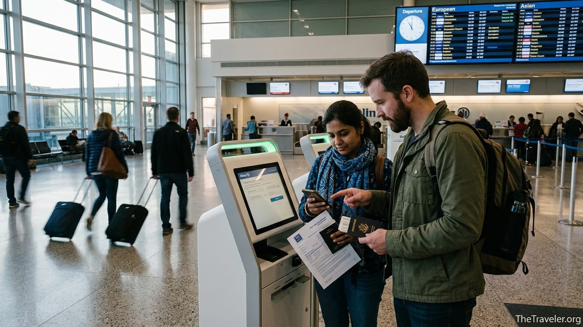 Travelers compare Tata AIG and Allianz policies in a busy airport departures hall.
