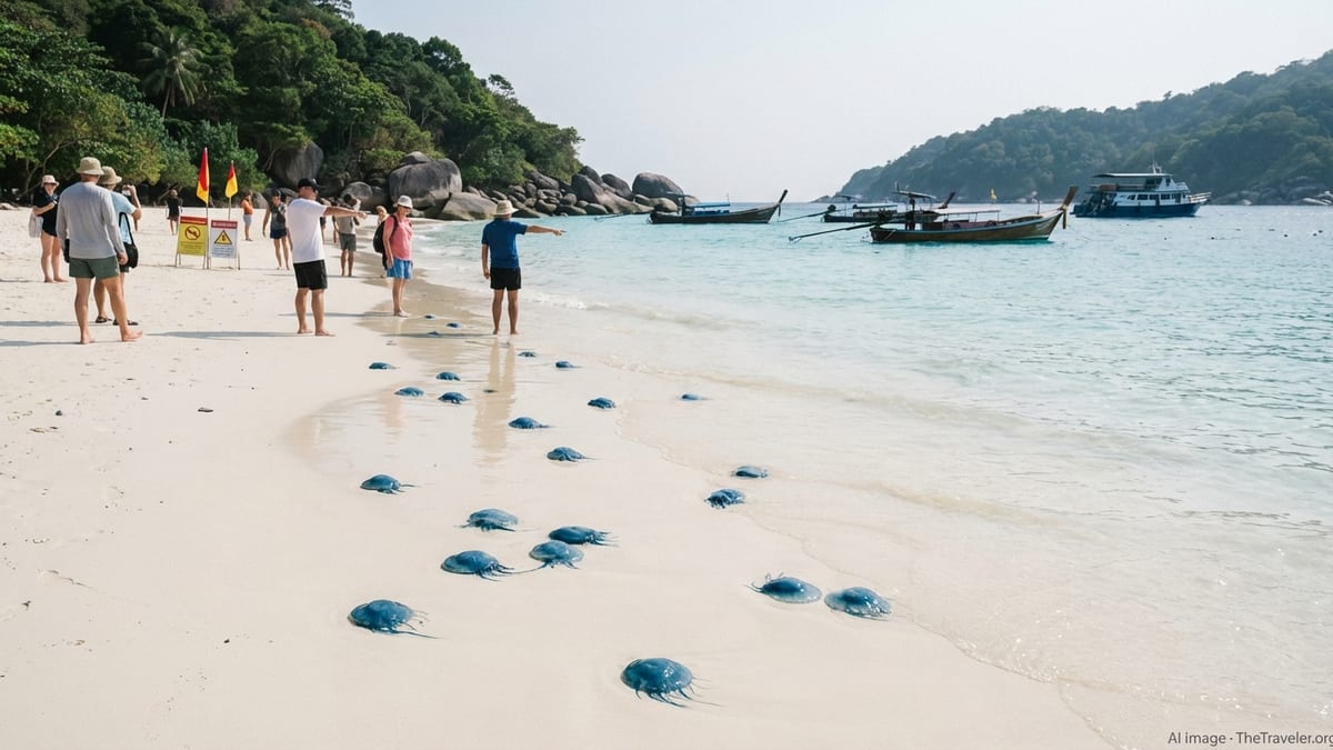 Blue Button Jellyfish Close Thailand’s Princess Beach