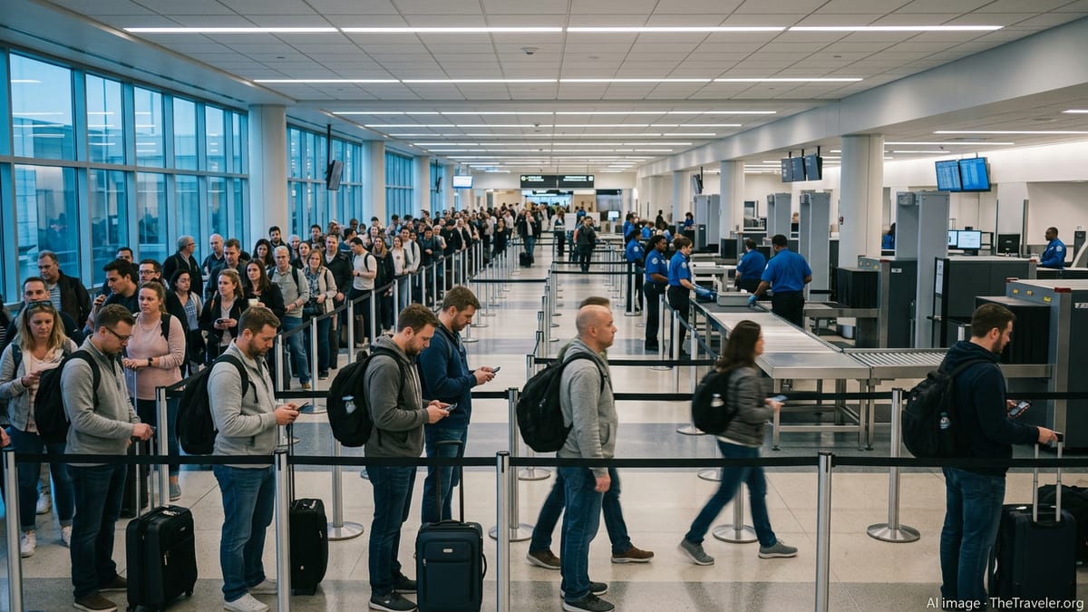 TSA Absences Stretch U.S. Airport Security Lines Amid Budget Fight