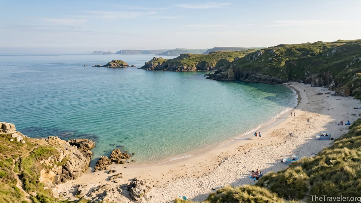 A turquoise cove and pale sand beach in the UK that looks like the Mediterranean.