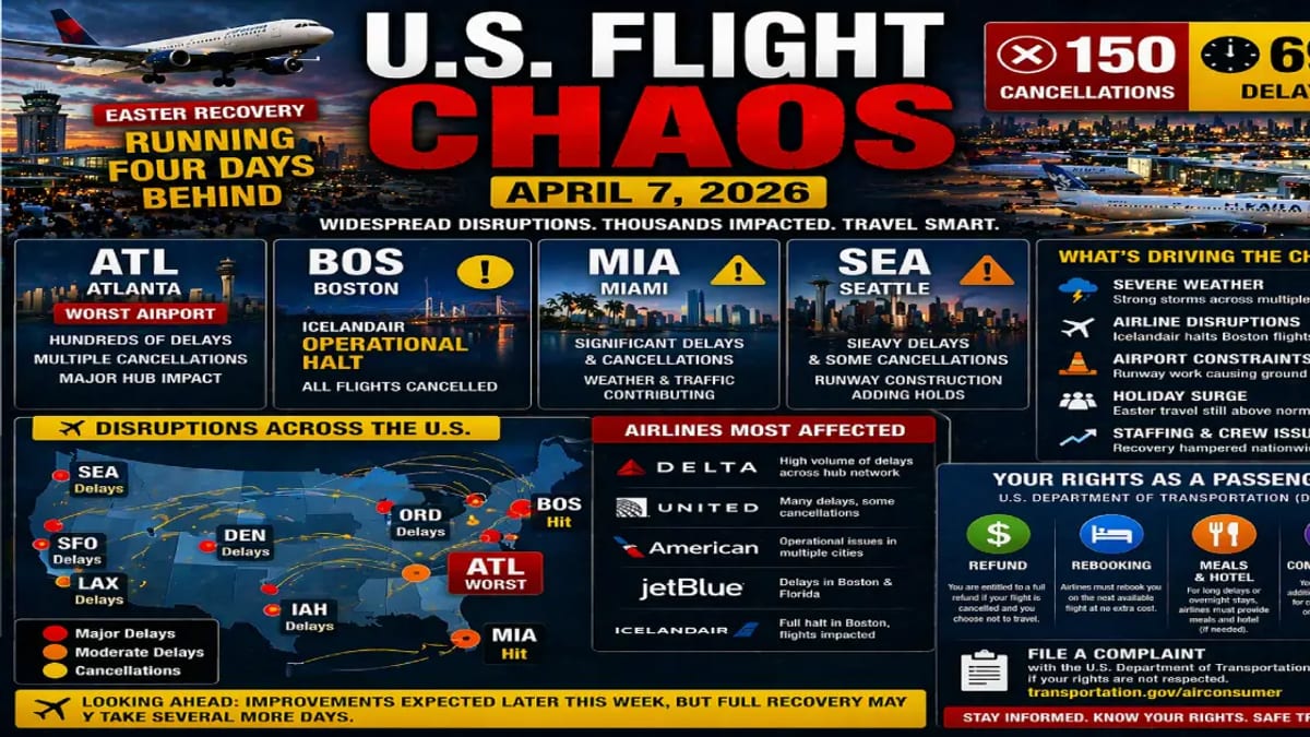 US Flight Chaos: Hundreds of Disruptions Snarl Major Hubs
