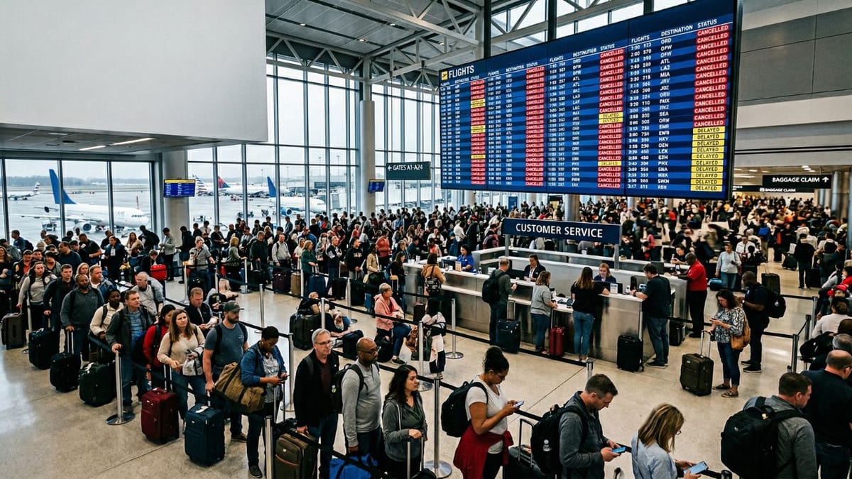 US Flight Turmoil: 114 Cancellations, 3,440 Delays Hit 27 Hubs