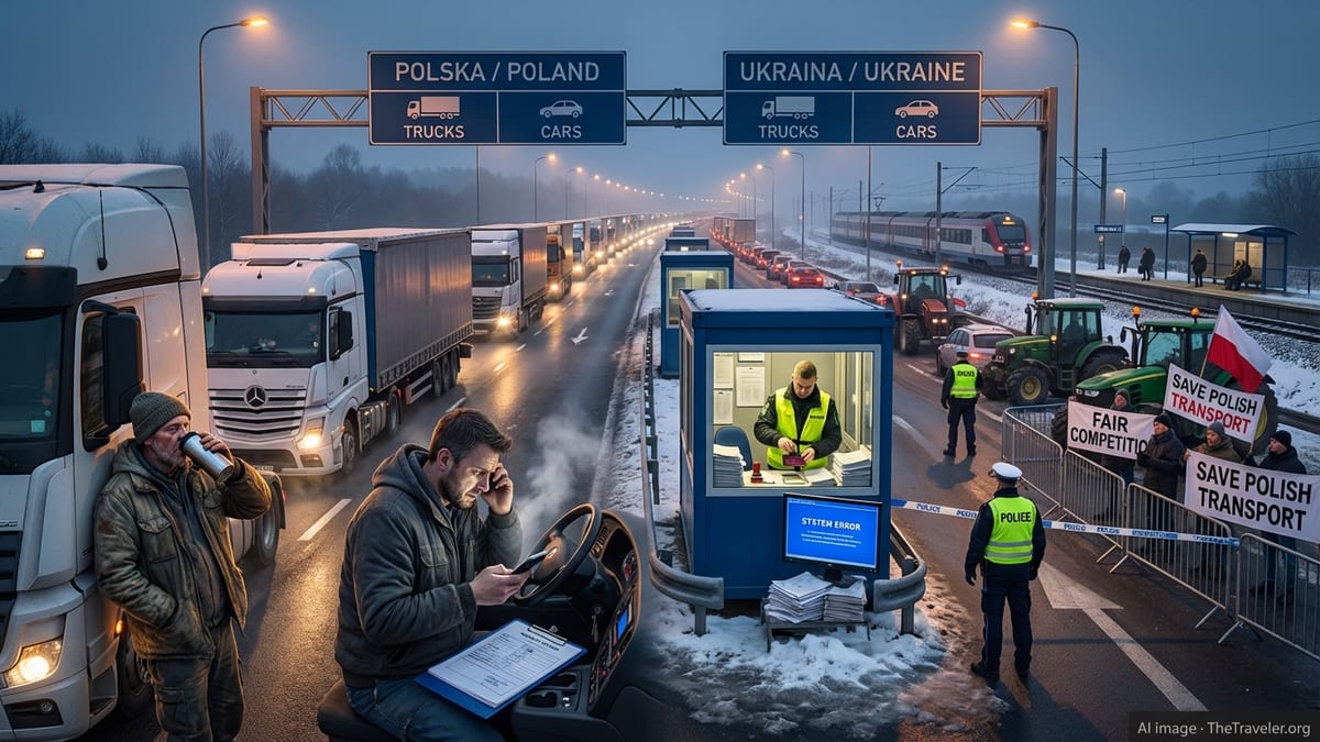 IT Glitch and Haulier Protests Snarl Travel at Key Poland–Ukraine Border Crossings